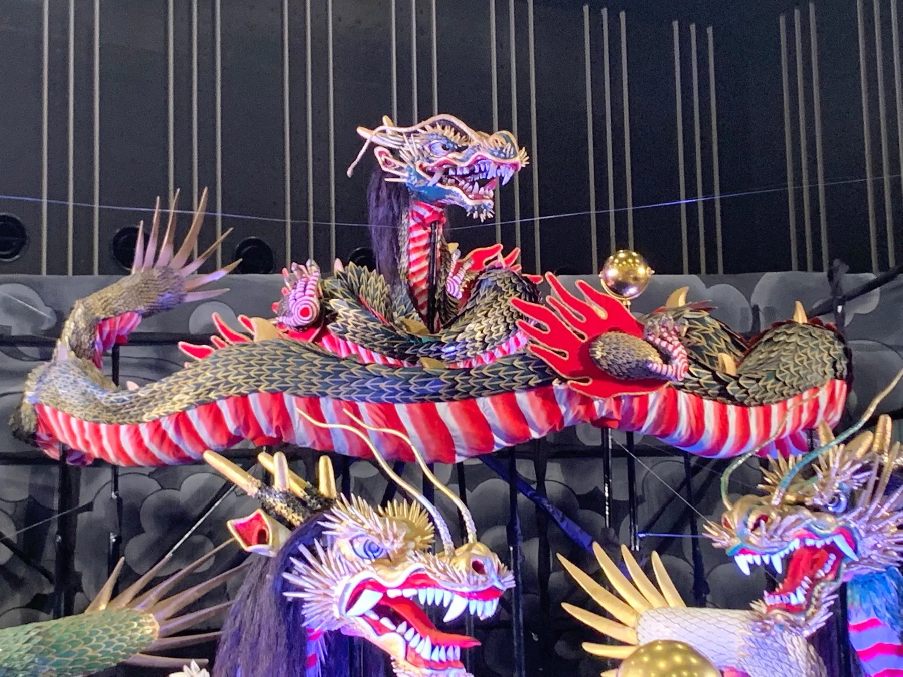 ながさき大くんち展に飾られた龍踊の龍の頭